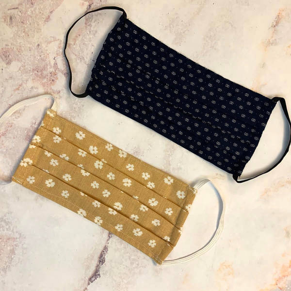 Face Masks - Navy And Golden Floral - Set Of 2