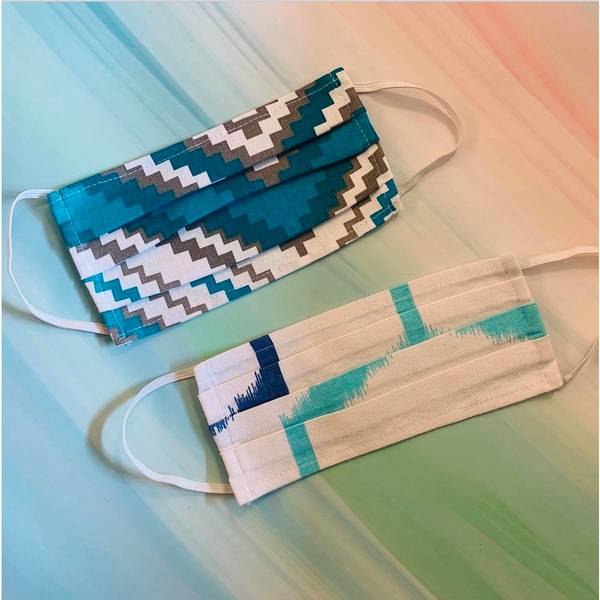 Face Masks - White And Blue - Set Of 2