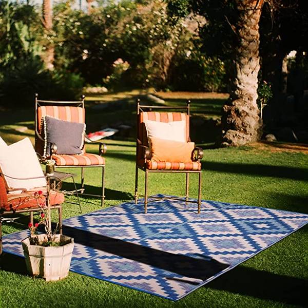 Floor Mat - Geometric - Zig Zag - Blue - Single Piece