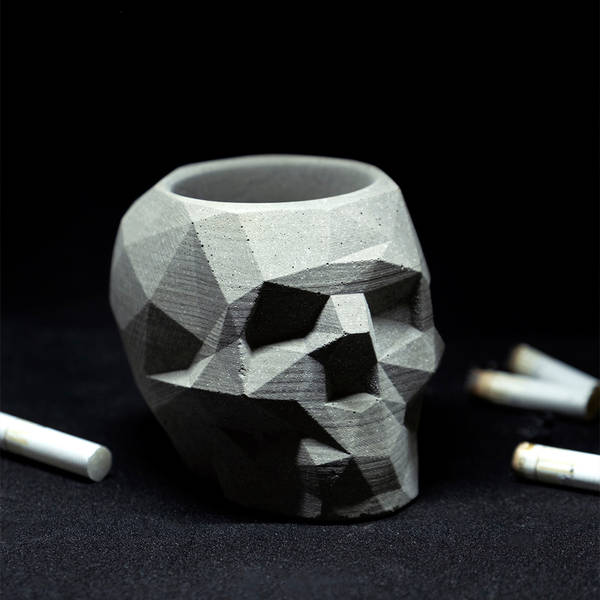 Geometric Skull Plant Holder And Pen Stand - Single Piece