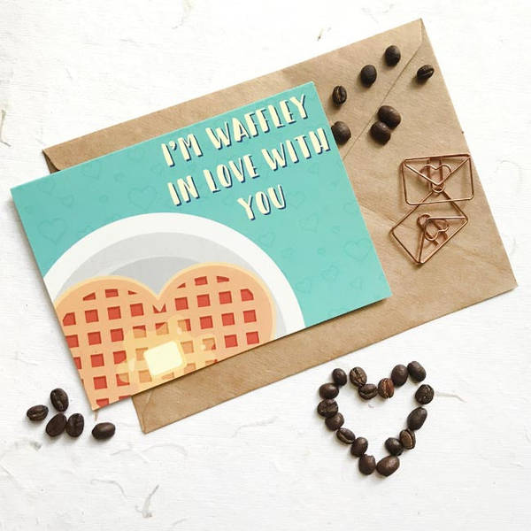 Greeting Card - Wafflely In Love - Single Piece