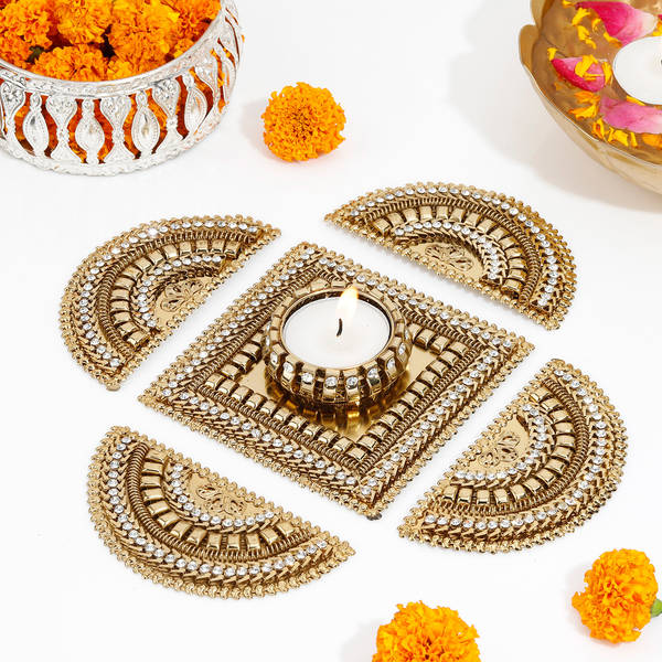 Intricate Tealight Metal Rangoli - Assorted - Set Of 5