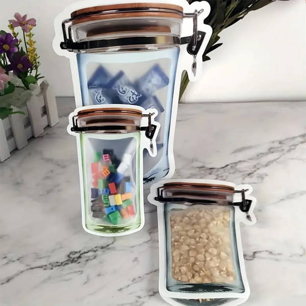 Jar-Shaped Zip Lock Bags - Reusable - Small - 10pc