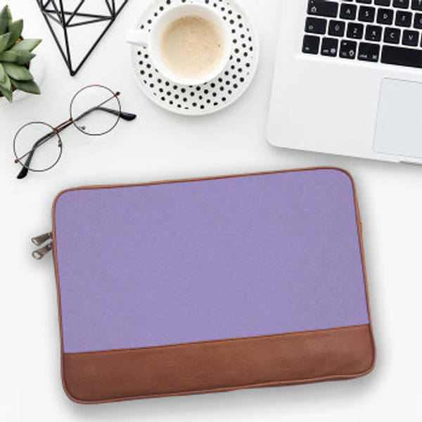 Laptop Sleeve - Lilac Solid - Canvas And Vegan Leather - Single Piece