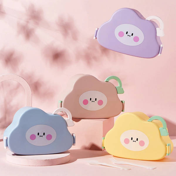 Lunch Box With Cutlery - Cloud - Assorted - Single Piece