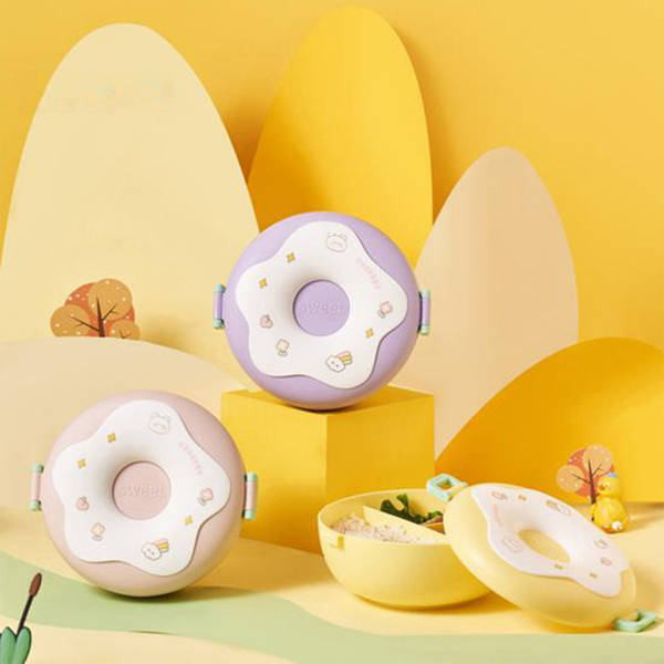 Lunch Box With Cutlery - Donut - Assorted - Single Piece