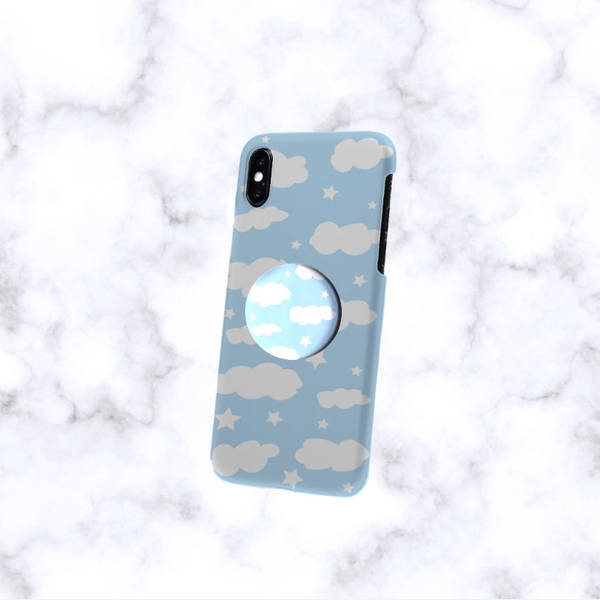 Mobile Grip Holder Griptok Sky Blue And White Single Piece