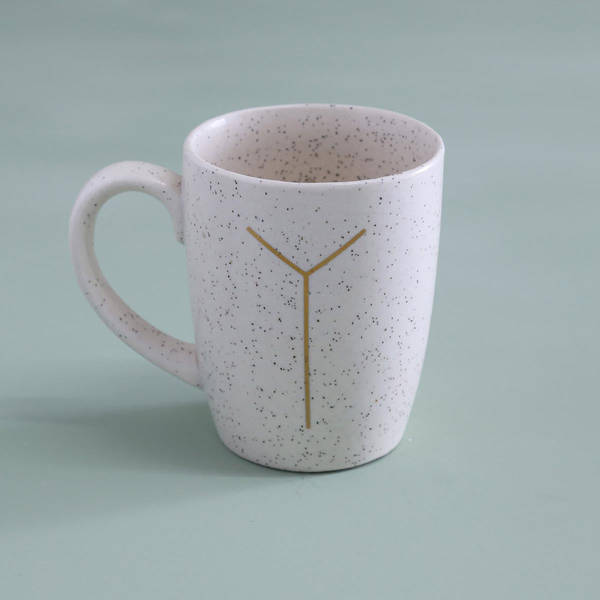 Mug - Ceramic - Initial - Ivory With Gold