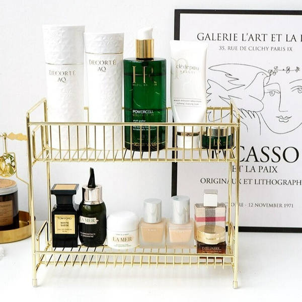 Multipurpose Organizer - Double Layered - Gold - Single Piece