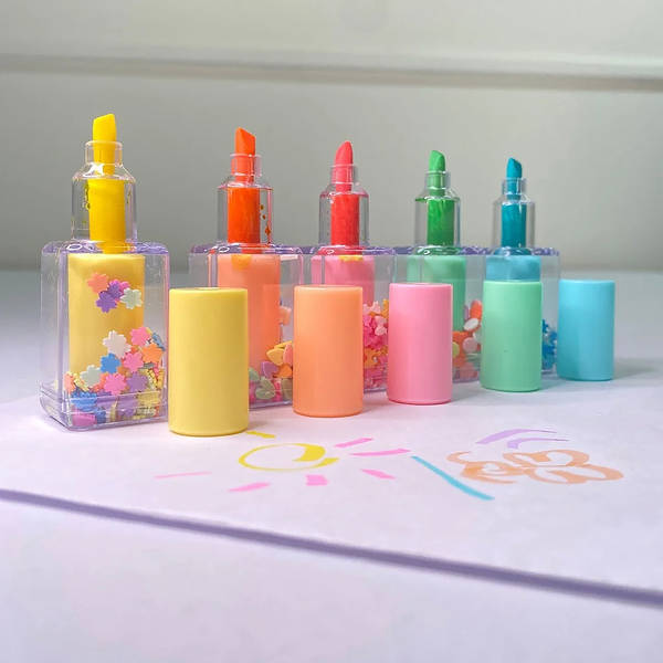 Nail Polish-Shaped Highlighters - Assorted - Set Of 5