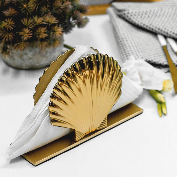 Napkin Holder - Seashell - Gold