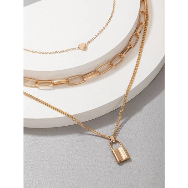 Necklace - Multi Layered - Lock Your Heart - Single Piece - Juju Joy