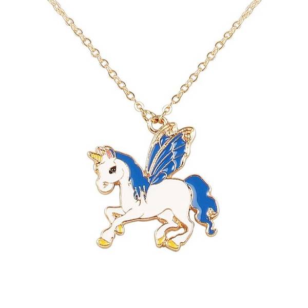 Necklace - Unicorn Charm Pendant - Blue