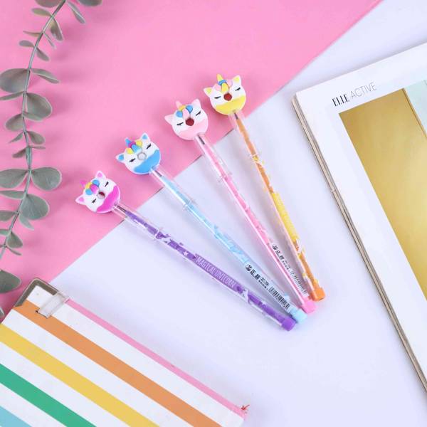 Pen Pencil - Unicorn In Donut - Assorted - Set Of 2