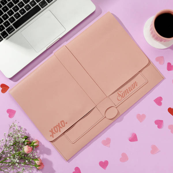 Personalized Blush Pink Laptop Organiser