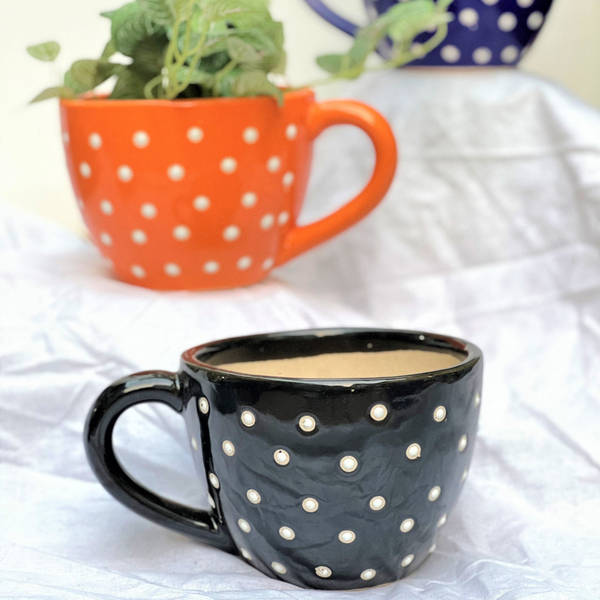 Planter - Dotted Cup - Black - Single Piece