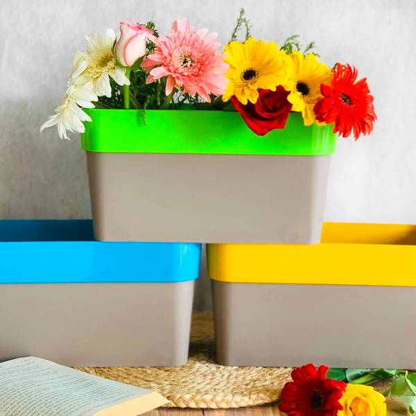 Planter - Two Toned - Rectangular - Single Piece