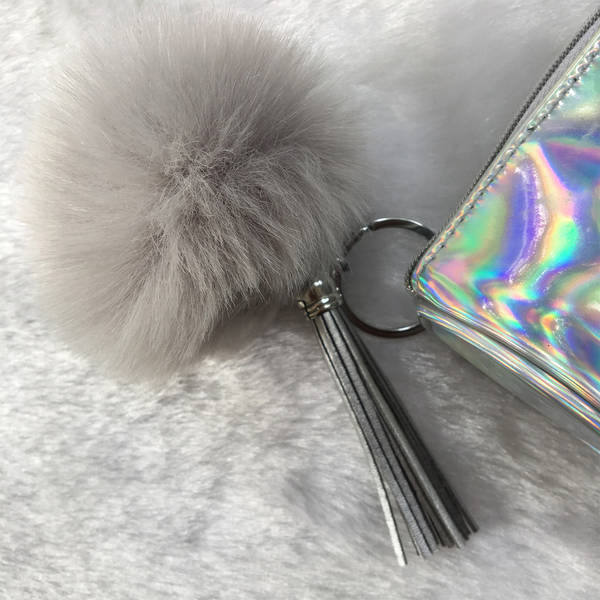 Pompom Keychain - Grey