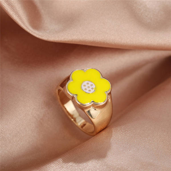 Rings - Yellow Flower - Signet - Single Piece