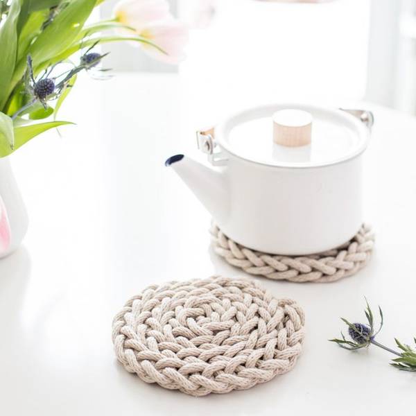 Serving Platter Trivet - Rope Knitted - Single Piece