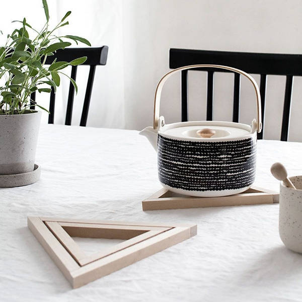 Serving Trivet Tray Stand - Wooden Triangle - Set Of 2