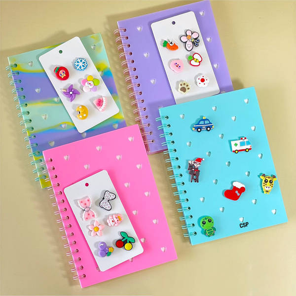Silicone Cover Notebook With Charms - Assorted - Single Piece