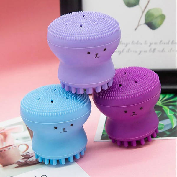 Silicone Face Brush And Exfoliator - Octopus - Purple - Single Piece