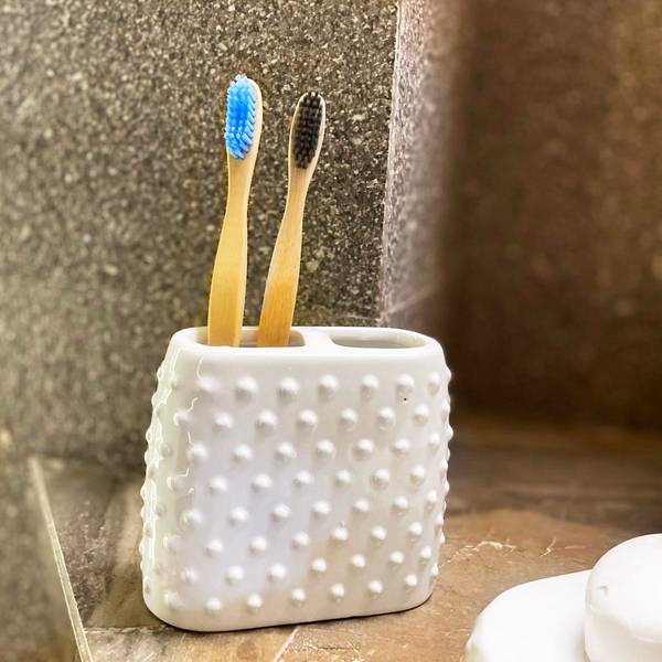 Soap Dispenser And Bathroom Organizer Set - Ceramic - Set Of 4