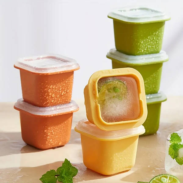 Stackable Ice Cube Molds With Lid - Assorted - Set Of 6