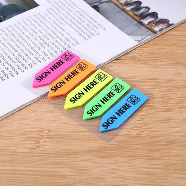 Sticky Notes - Sign Here - Set Of 5 - Neon