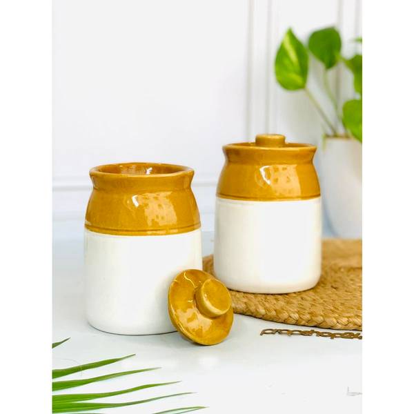Storage Jar - Ceramic - Two Toned - Single Piece