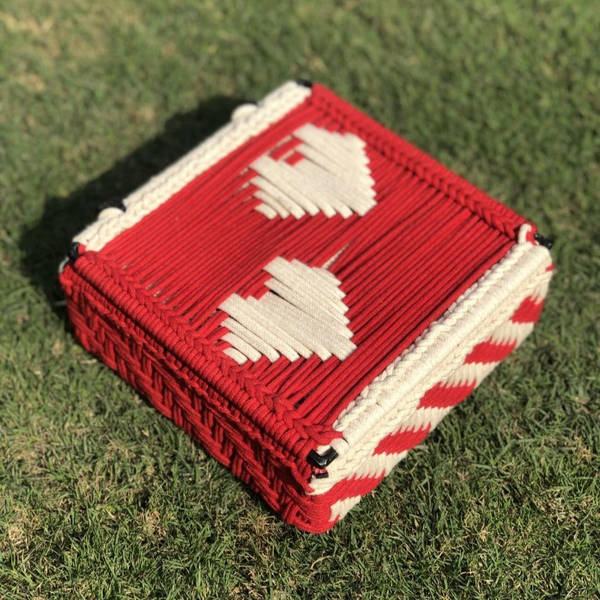 Storage Trunk White Hearts