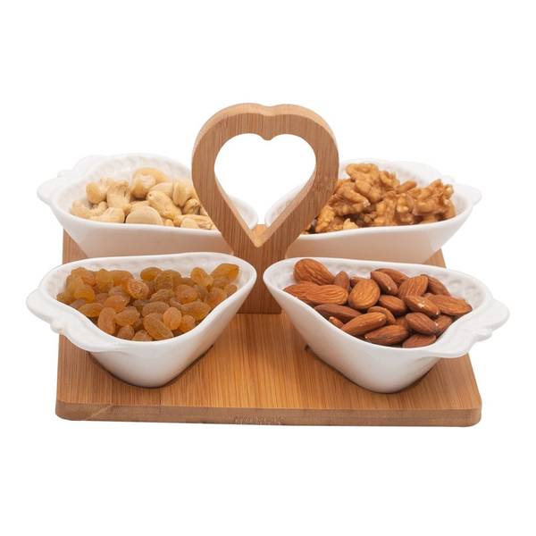 Strawberry Shaped Bowls With Wooden Tray