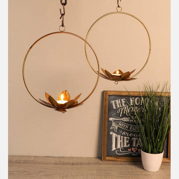 Tealight Holder - Round Flower - Set Of 2