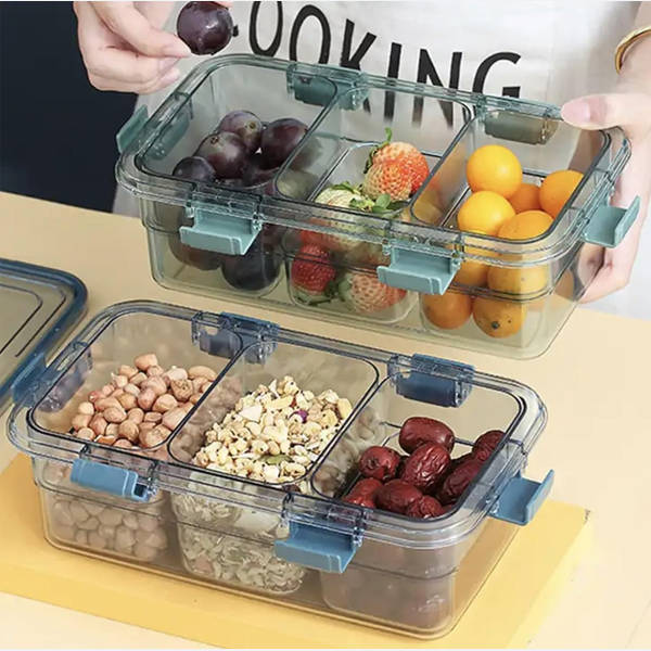 Three Compartment Multi Lock Lunch Box - Assorted - Single Piece