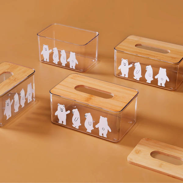 Tissue Box - Transparent - Teddy Bear - Single Piece