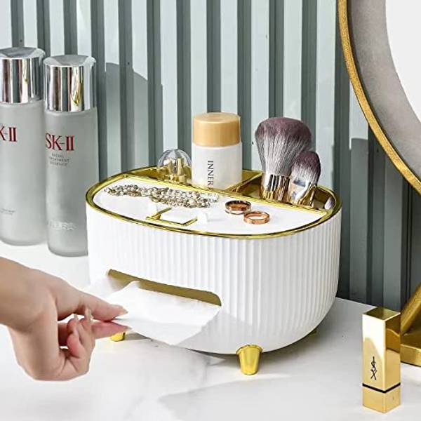 Tissue Box With Multipurpose Organizer - Single Piece