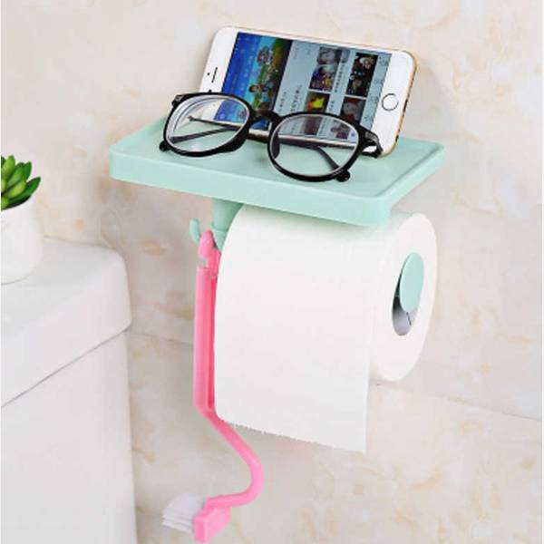 Toilet Paper Holder With Organizer - Plastic - Single Piece