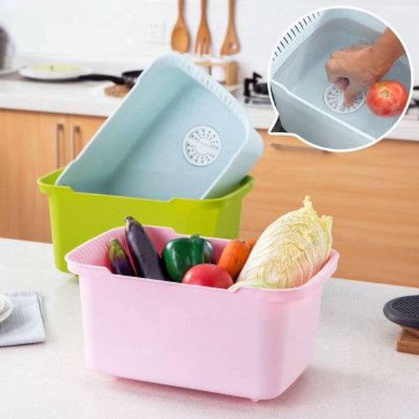 Vegetable Basket With Drainer - Assorted - Single Piece