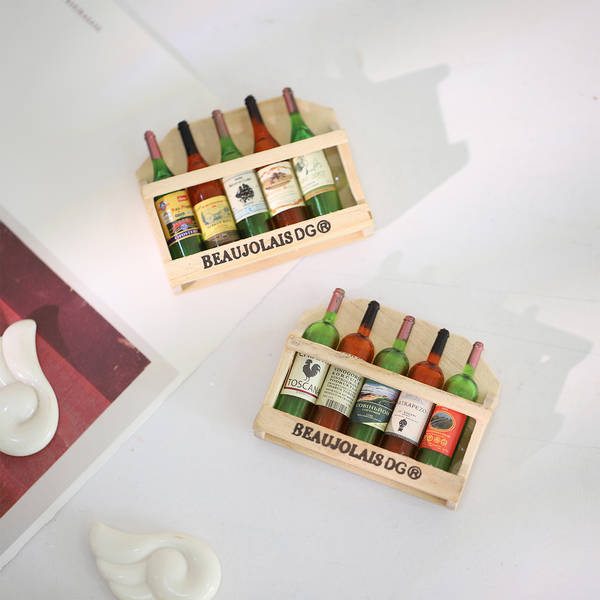 Whimsy Wine Bottle Wooden Fridge Magnet - Assorted - Set Of 2