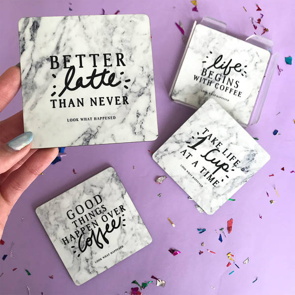 White Marble Coasters - Set Of 4